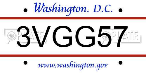 3VGG57 District Of Columbia License Plate
