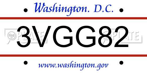 3VGG82 District Of Columbia License Plate