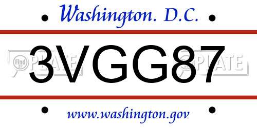 3VGG87 District Of Columbia License Plate