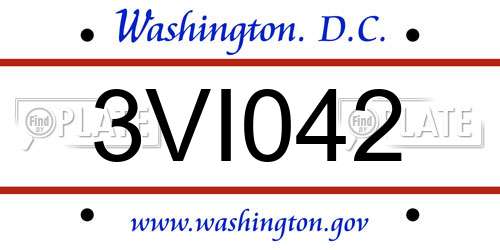 3VI042 District Of Columbia License Plate