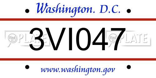 3VI047 District Of Columbia License Plate