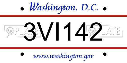 3VI142 District Of Columbia License Plate