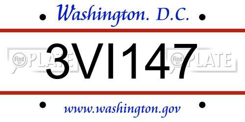 3VI147 District Of Columbia License Plate