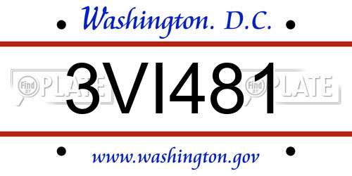 3VI481 District Of Columbia License Plate