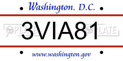 3VIA81 District Of Columbia License Plate