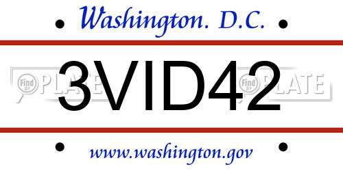 3VID42 District Of Columbia License Plate