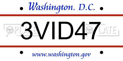 3VID47 District Of Columbia License Plate