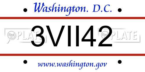 3VII42 District Of Columbia License Plate