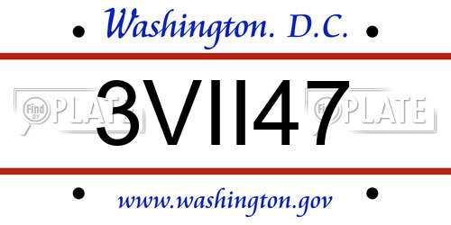 3VII47 District Of Columbia License Plate