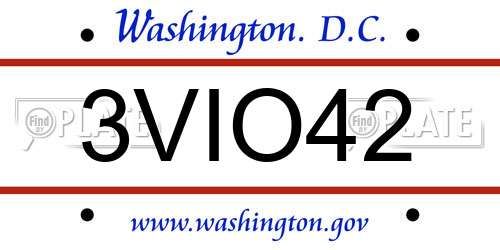3VIO42 District Of Columbia License Plate