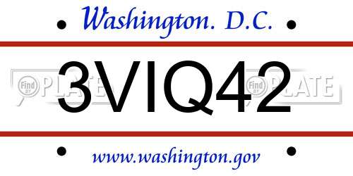 3VIQ42 District Of Columbia License Plate