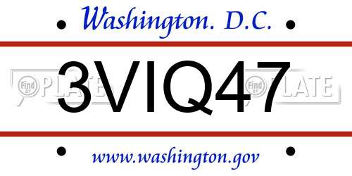3VIQ47 District Of Columbia License Plate
