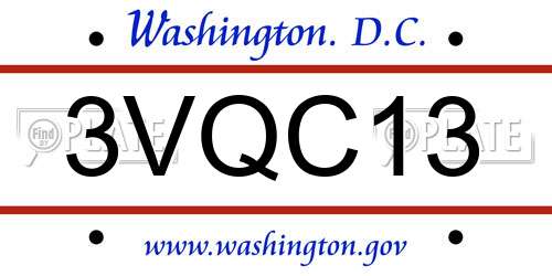 3VQC13 District Of Columbia License Plate