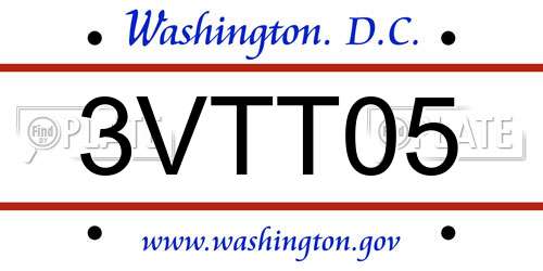 3VTT05 District Of Columbia License Plate