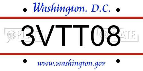 3VTT08 District Of Columbia License Plate