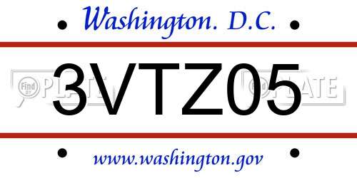 3VTZ05 District Of Columbia License Plate