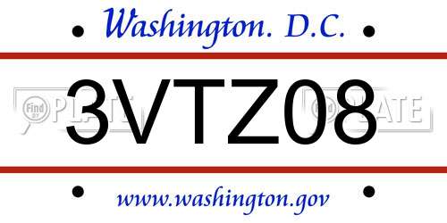 3VTZ08 District Of Columbia License Plate