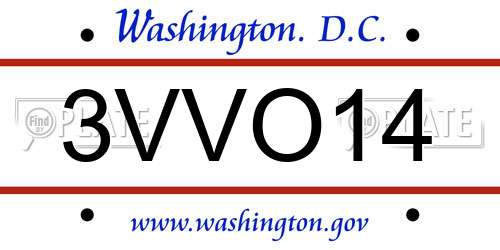 3VVO14 District Of Columbia License Plate
