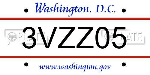 3VZZ05 District Of Columbia License Plate