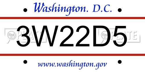 3W22D5 District Of Columbia License Plate