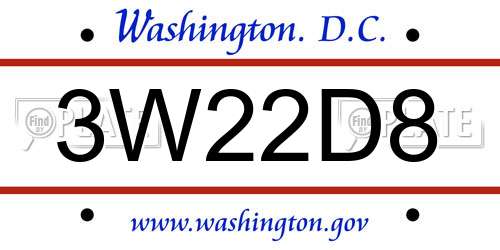 3W22D8 District Of Columbia License Plate