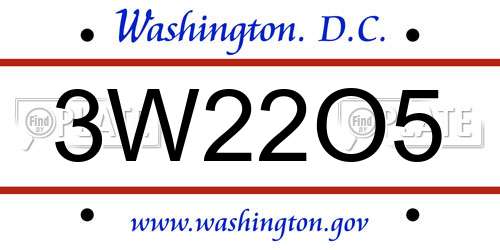 3W22O5 District Of Columbia License Plate