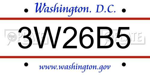 3W26B5 District Of Columbia License Plate