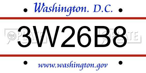 3W26B8 District Of Columbia License Plate