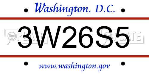 3W26S5 District Of Columbia License Plate