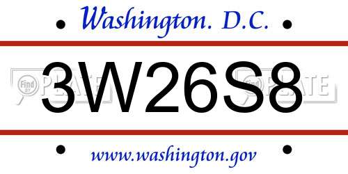 3W26S8 District Of Columbia License Plate
