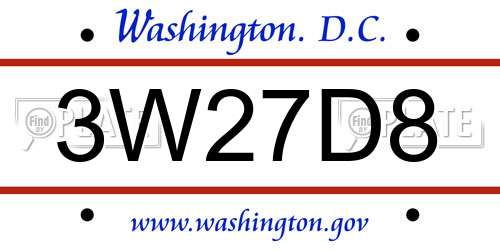 3W27D8 District Of Columbia License Plate