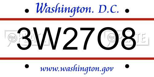3W27O8 District Of Columbia License Plate