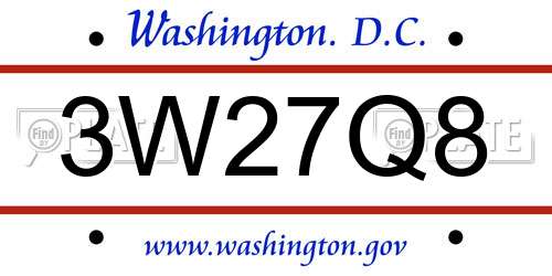 3W27Q8 District Of Columbia License Plate