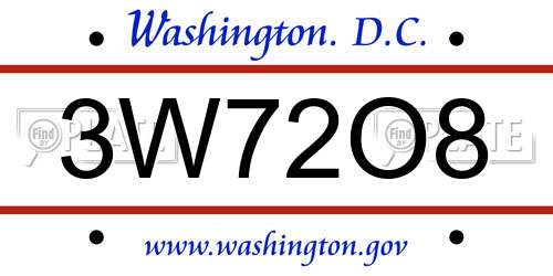 3W72O8 District Of Columbia License Plate
