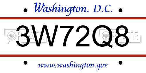 3W72Q8 District Of Columbia License Plate