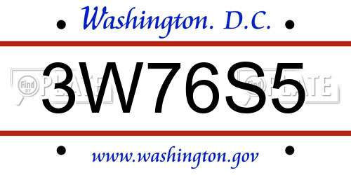 3W76S5 District Of Columbia License Plate