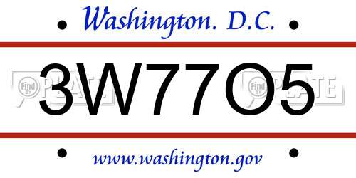 3W77O5 District Of Columbia License Plate