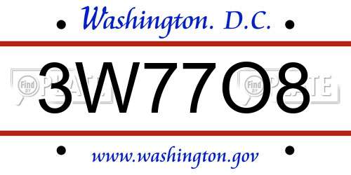 3W77O8 District Of Columbia License Plate