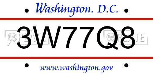 3W77Q8 District Of Columbia License Plate