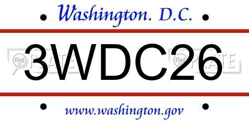 3WDC26 District Of Columbia License Plate