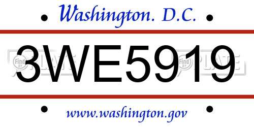 3WE5919 District Of Columbia License Plate