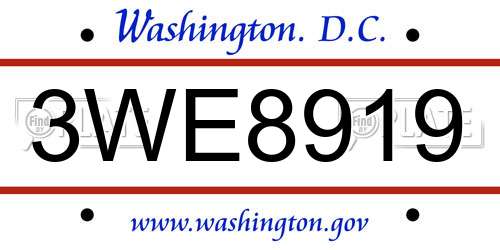 3WE8919 District Of Columbia License Plate