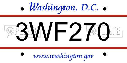3WF270 District Of Columbia License Plate