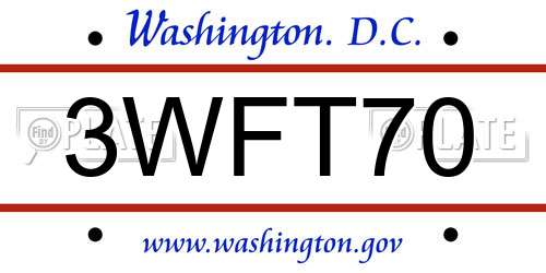 3WFT70 District Of Columbia License Plate