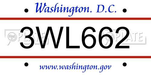 3WL662 District Of Columbia License Plate