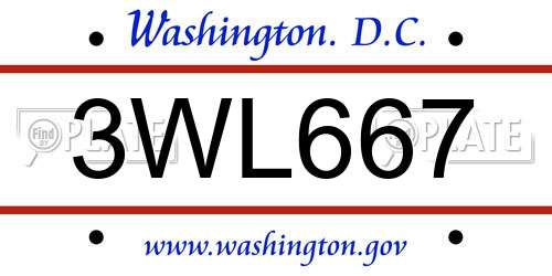 3WL667 District Of Columbia License Plate