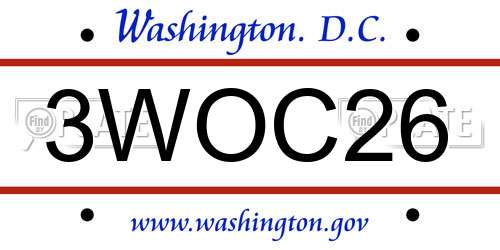 3WOC26 District Of Columbia License Plate