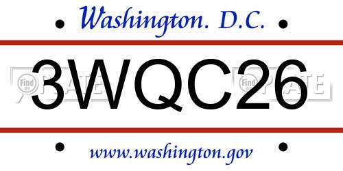 3WQC26 District Of Columbia License Plate
