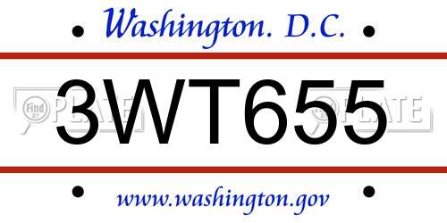 3WT655 District Of Columbia License Plate