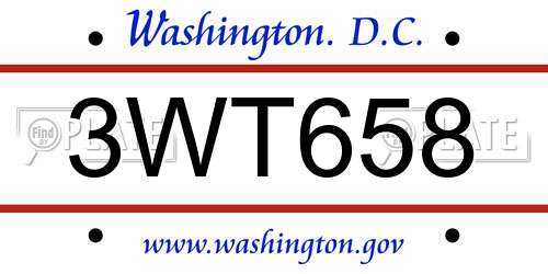 3WT658 District Of Columbia License Plate